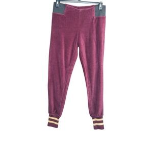 Vintage 00s Y2K Nicki Minaj Large L Maroon‎ Velour Jogger Pants Sweatpants Gold